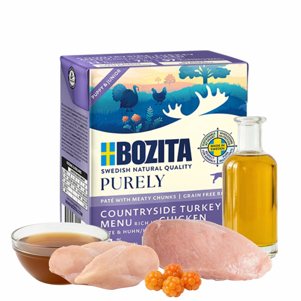 Bozita Purely Pate Duoprotein Puppy indyk z kurczakiem 370g karma mokra dla psa